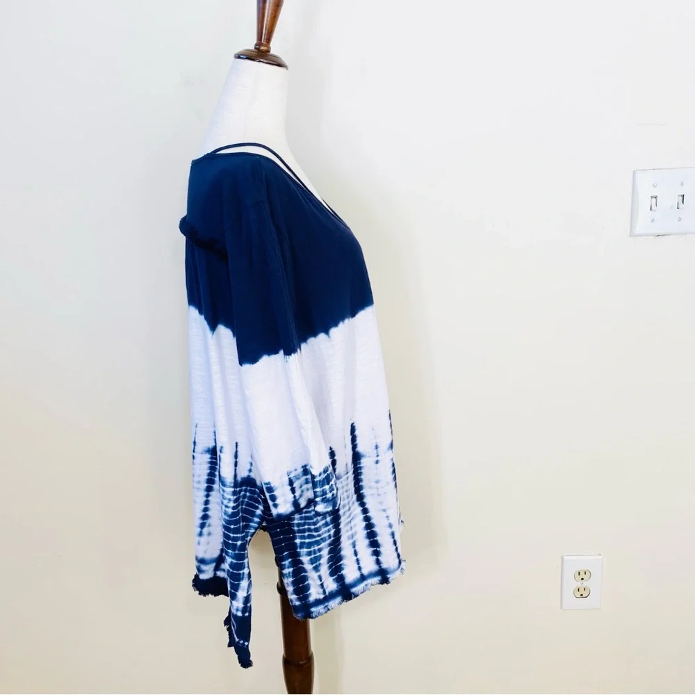UMGEE tie dye fringe accent 3/4 sleeve top size large - Picture 4 of 11